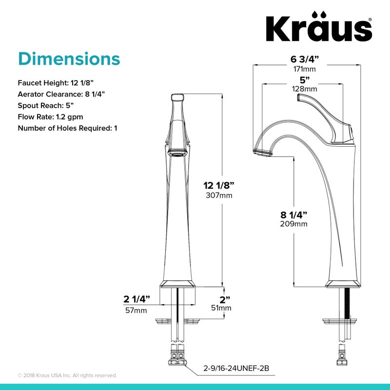KRAUS KVF-1200MB Arlo Single Handle Vessel Bathroom Faucet with Pop Up Drain, Matte Black - Image 4
